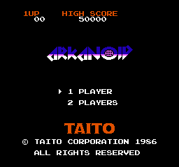 Arkanoid title screen for Famicom